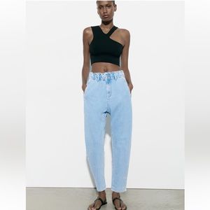 Zara high waist paper bag jeans